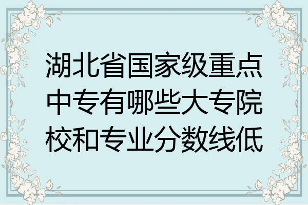 湖北省国家级重点中专有哪些大专院校和专业分数线低