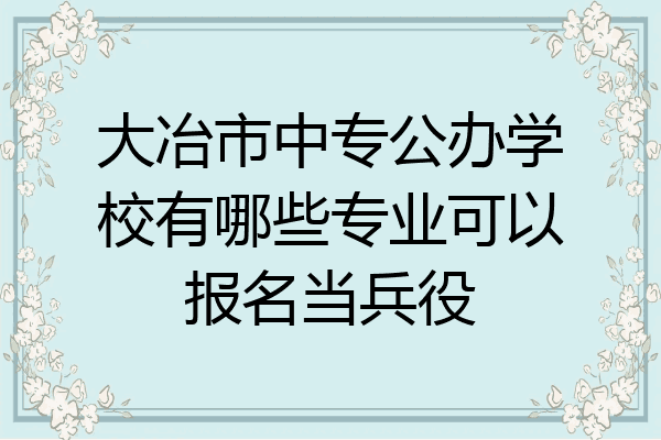 大冶市中专公办学校有哪些专业可以报名当兵役