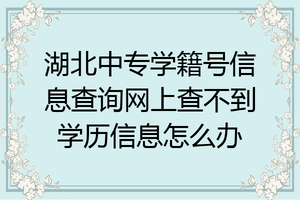 湖北中专学籍号信息查询网上查不到学历信息怎么办