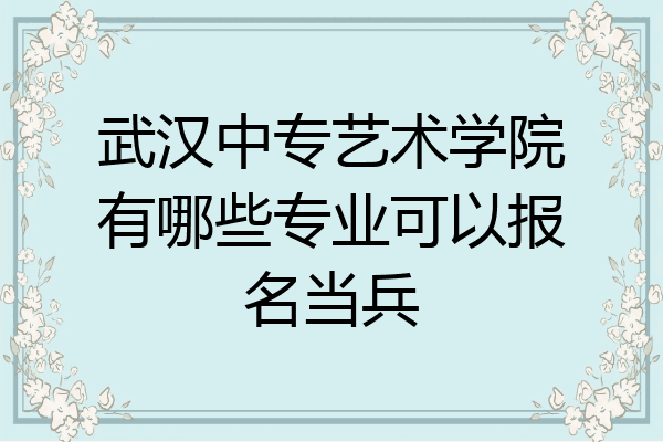 武汉中专艺术学院有哪些专业可以报名当兵