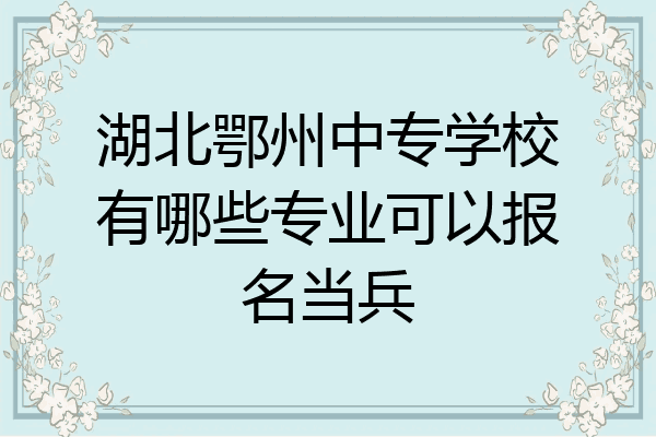 湖北鄂州中专学校有哪些专业可以报名当兵