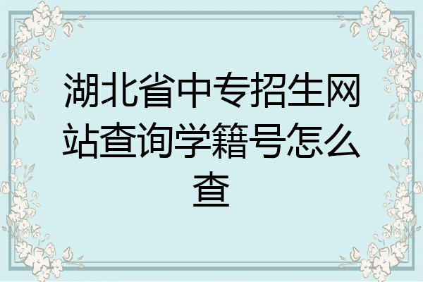 湖北省中专招生网站查询学籍号怎么查