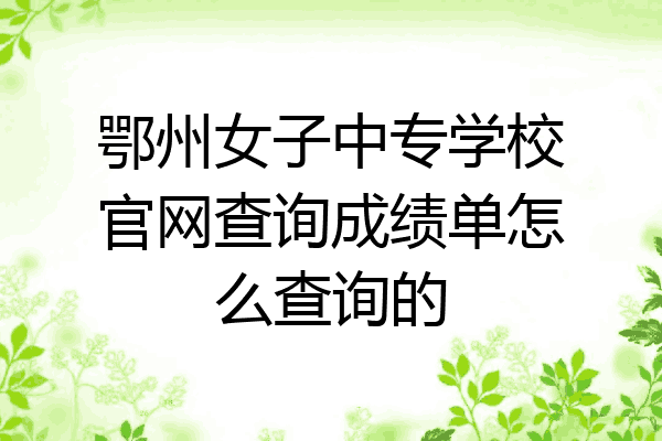 鄂州女子中专学校官网查询成绩单怎么查询的