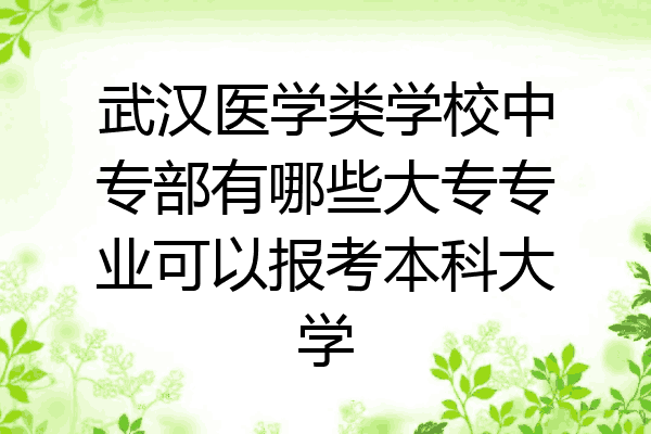 武汉医学类学校中专部有哪些大专专业可以报考本科大学