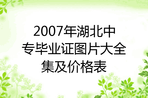 2007年湖北中专毕业证图片大全集及价格表