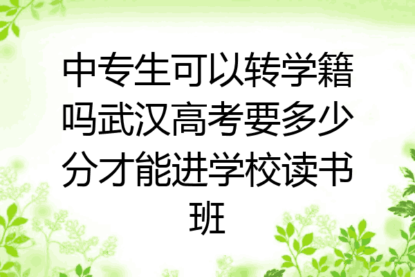 中专生可以转学籍吗武汉高考要多少分才能进学校读书班