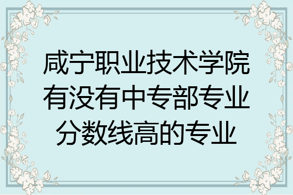 咸宁职业技术学院有没有中专部专业分数线高的专业