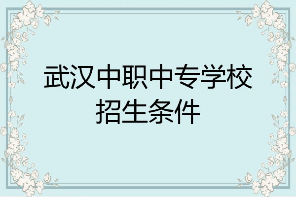 武汉中职中专学校招生条件