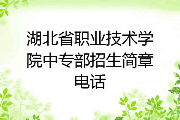 湖北省职业技术学院中专部招生简章电话