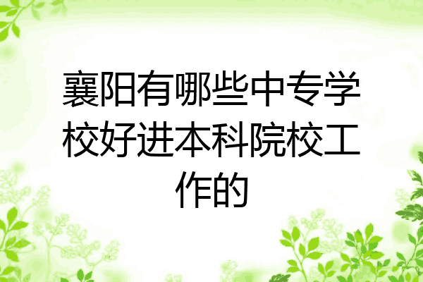 襄阳有哪些中专学校好进本科院校工作的