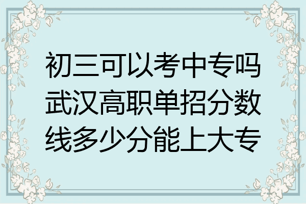 初三可以考中专吗武汉高职单招分数线多少分能上大专