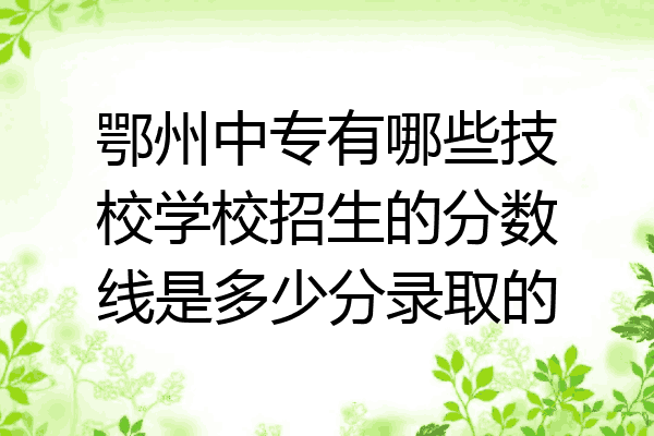 鄂州中专有哪些技校学校招生的分数线是多少分录取的