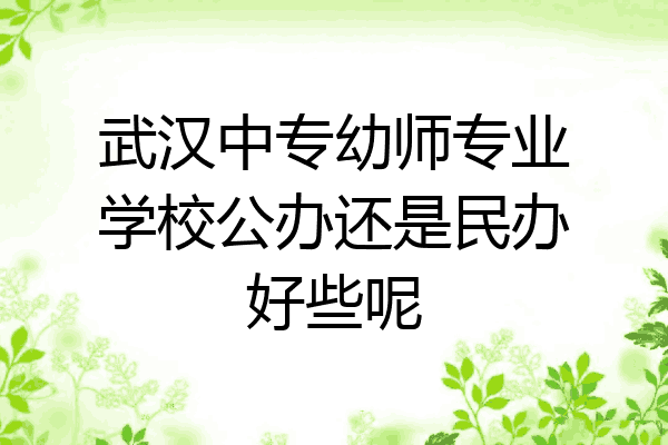 武汉中专幼师专业学校公办还是民办好些呢