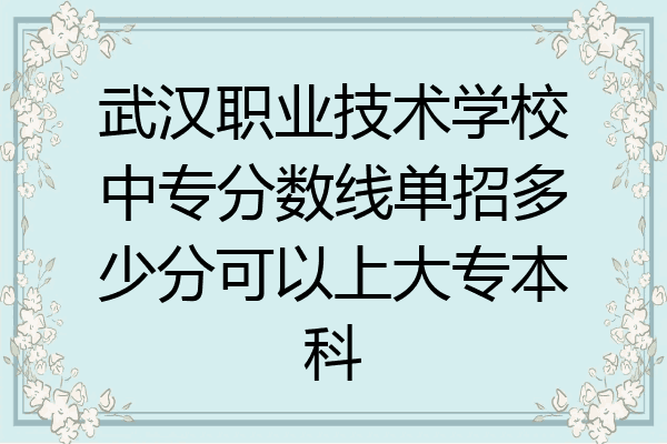 武汉职业技术学校中专分数线单招多少分可以上大专本科
