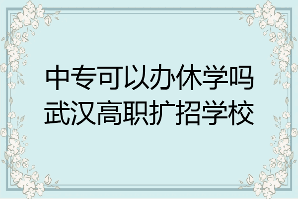 中专可以办休学吗武汉高职扩招学校