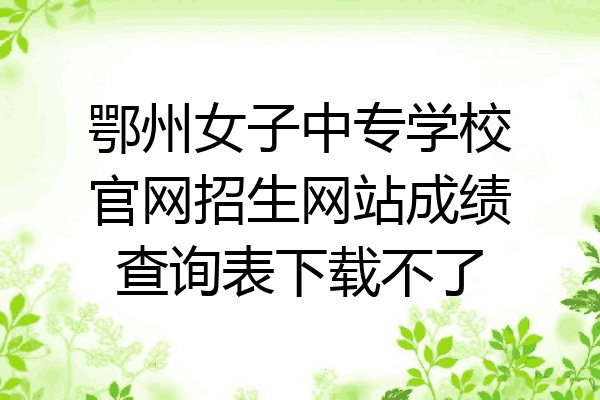 鄂州女子中专学校官网招生网站成绩查询表下载不了