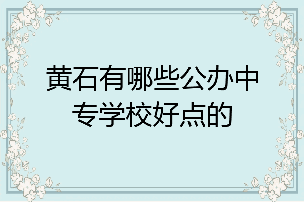 黄石有哪些公办中专学校好点的