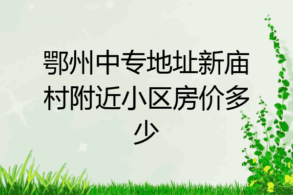 鄂州中专地址新庙村附近小区房价多少