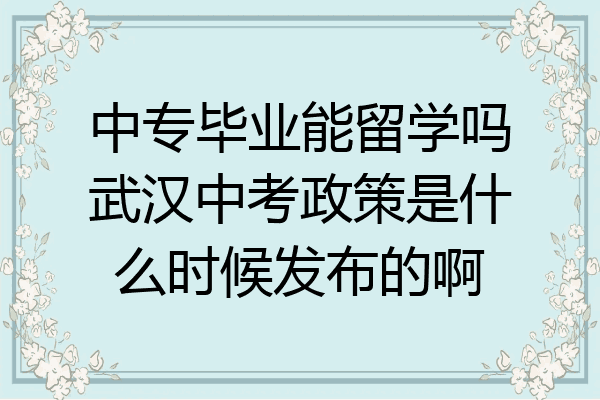 中专毕业能留学吗武汉中考政策是什么时候发布的啊