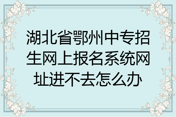 湖北省鄂州中专招生网上报名系统网址进不去怎么办