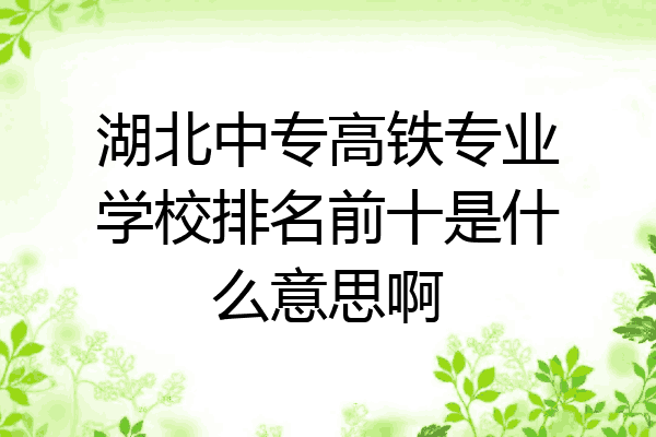 湖北中专高铁专业学校排名前十是什么意思啊