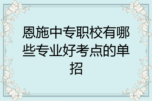 恩施中专职校有哪些专业好考点的单招