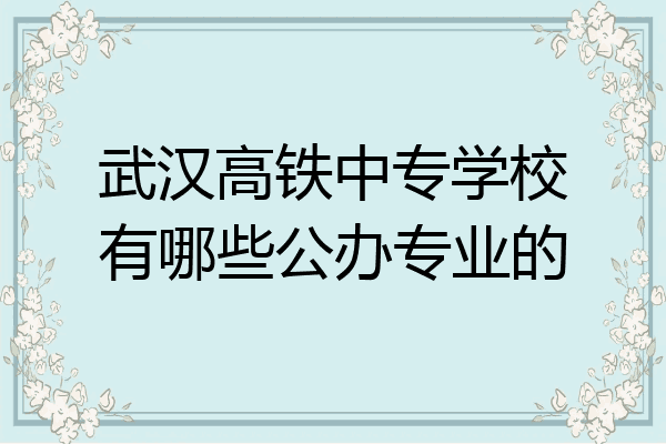 武汉高铁中专学校有哪些公办专业的