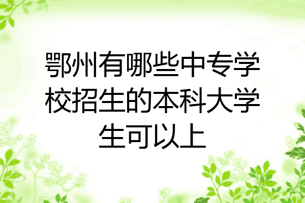 鄂州有哪些中专学校招生的本科大学生可以上