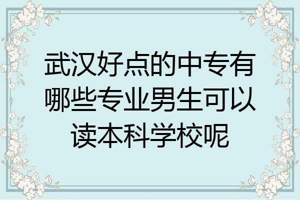 武汉好点的中专有哪些专业男生可以读本科学校呢