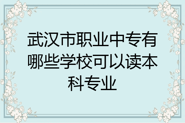 武汉市职业中专有哪些学校可以读本科专业
