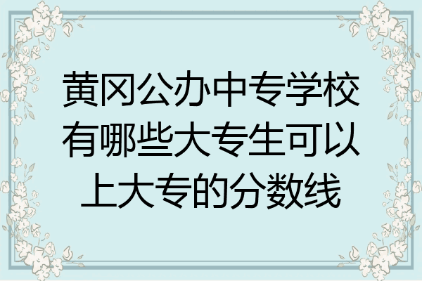 黄冈公办中专学校有哪些大专生可以上大专的分数线