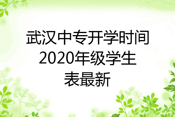 武汉中专开学时间2020年级学生表最新