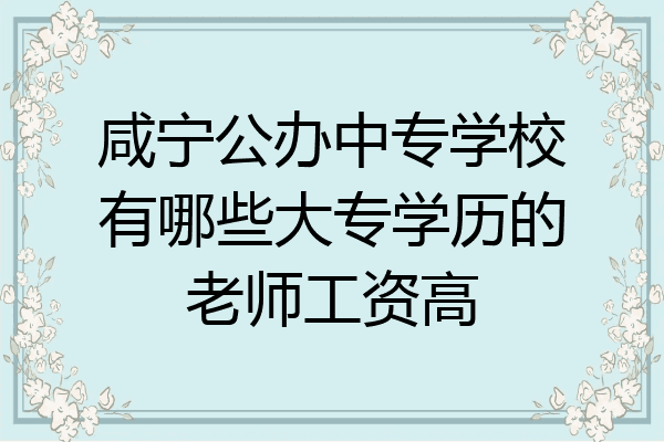 咸宁公办中专学校有哪些大专学历的老师工资高