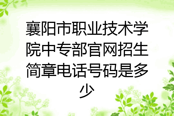 襄阳市职业技术学院中专部官网招生简章电话号码是多少