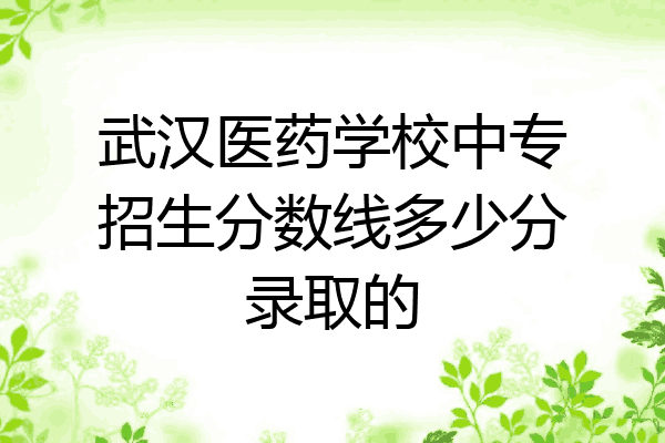 武汉医药学校中专招生分数线多少分录取的