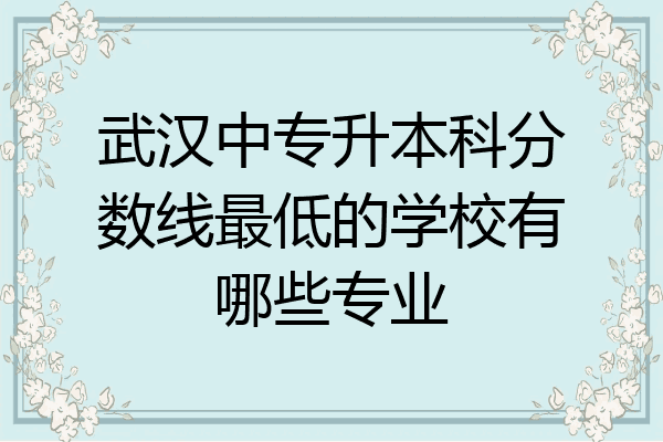 武汉中专升本科分数线最低的学校有哪些专业