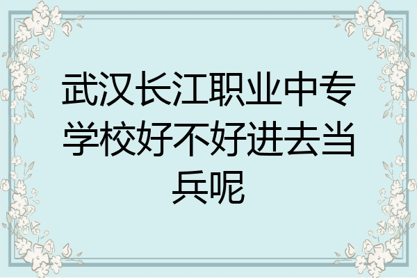 武汉长江职业中专学校好不好进去当兵呢