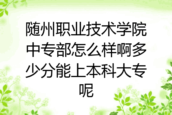 随州职业技术学院中专部怎么样啊多少分能上本科大专呢