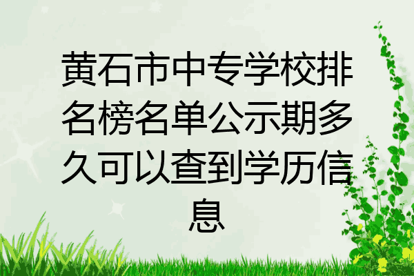 黄石市中专学校排名榜名单公示期多久可以查到学历信息