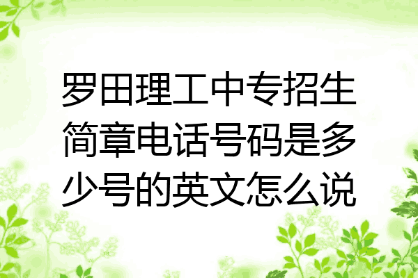 罗田理工中专招生简章电话号码是多少号的英文怎么说
