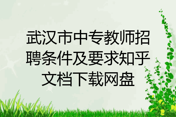 武汉市中专教师招聘条件及要求知乎文档下载网盘