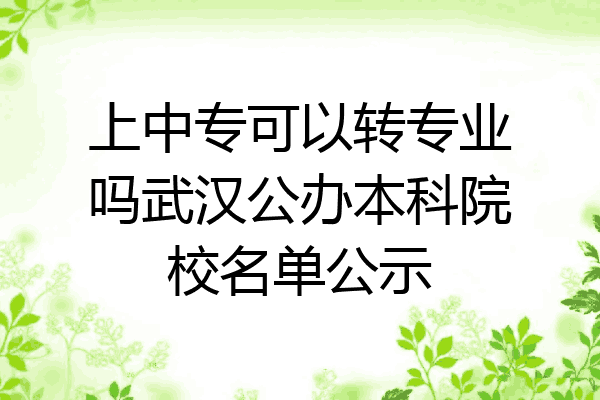 上中专可以转专业吗武汉公办本科院校名单公示