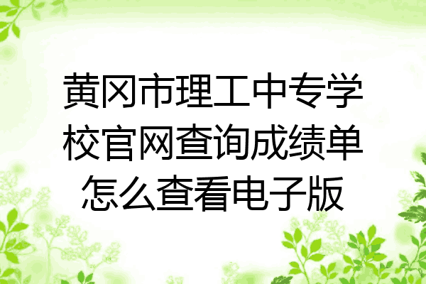 黄冈市理工中专学校官网查询成绩单怎么查看电子版