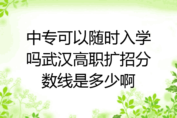 中专可以随时入学吗武汉高职扩招分数线是多少啊