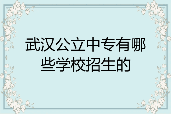 武汉公立中专有哪些学校招生的