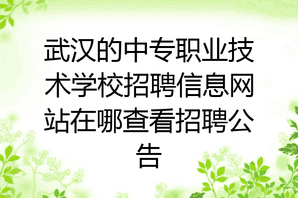武汉的中专职业技术学校招聘信息网站在哪查看招聘公告