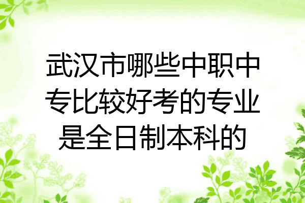 武汉市哪些中职中专比较好考的专业是全日制本科的