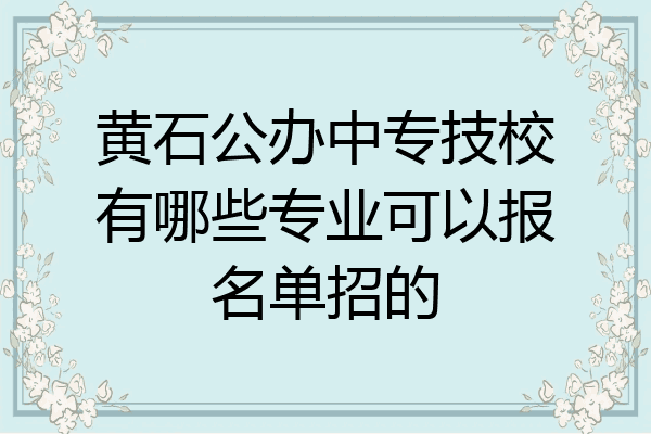 黄石公办中专技校有哪些专业可以报名单招的