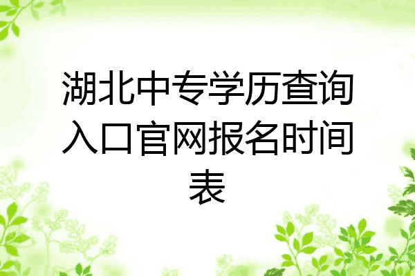 湖北中专学历查询入口官网报名时间表