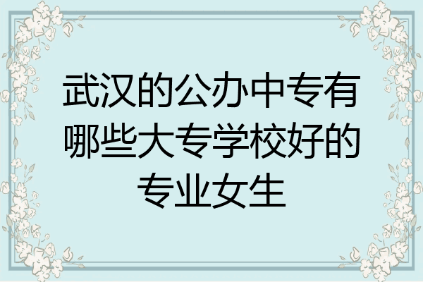 武汉的公办中专有哪些大专学校好的专业女生